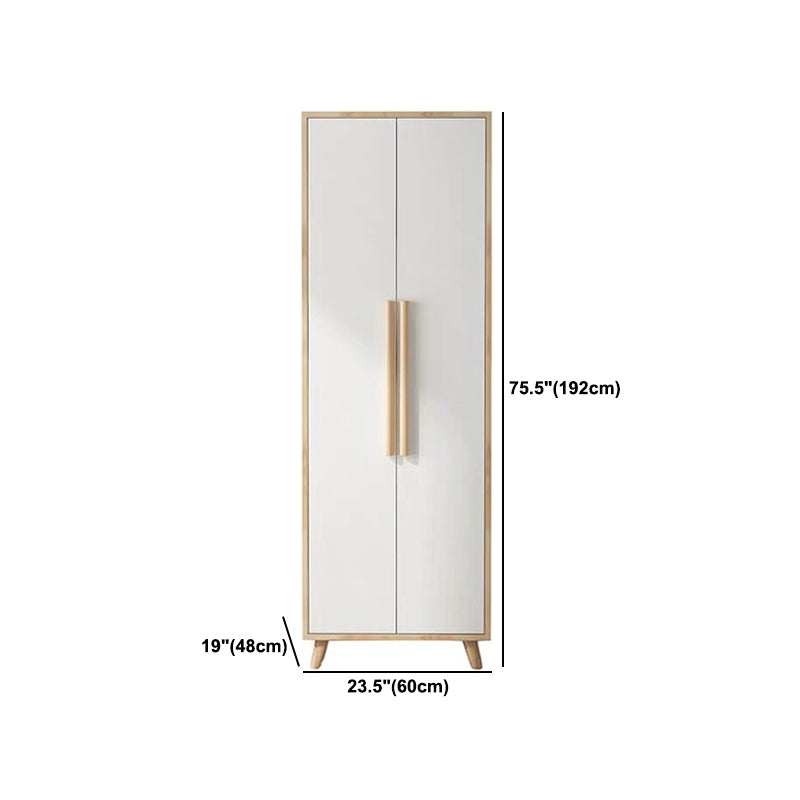 Modern White Wardrobe for Home Engineered Wood Cabinet with Hinged Doors