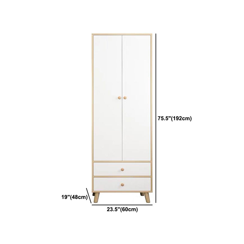 Modern White Wardrobe for Home Engineered Wood Cabinet with Hinged Doors