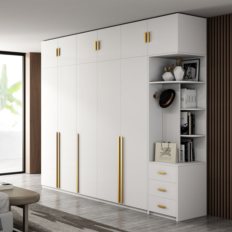 White Colour Wooden Wardrobe Contemporary Style Wardrobe Closet with Drawer