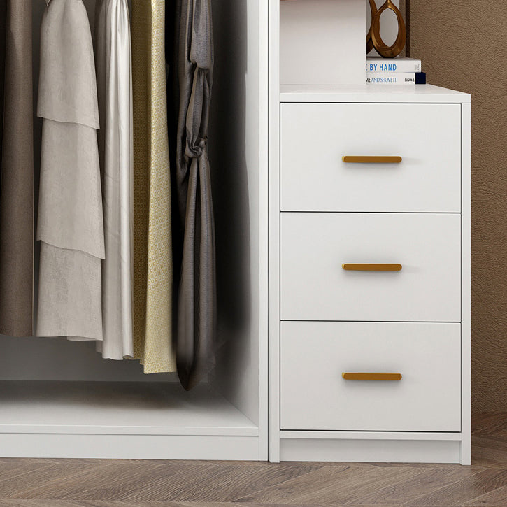 White Wooden Wardrobe Contemporary Style Wardrobe Closet with Drawer