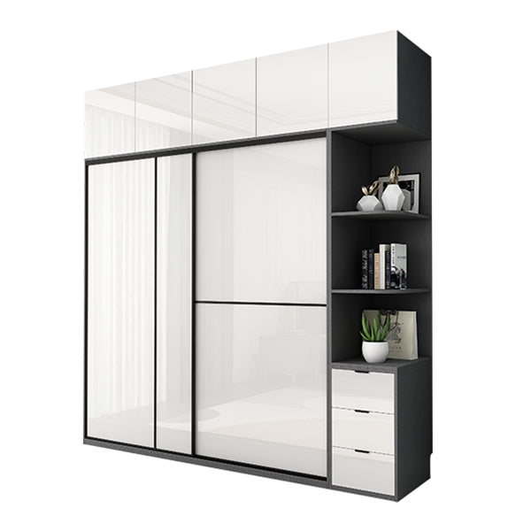 White Colour Wardrobe Contemporary Style Wooden Wardrobe Closet with Drawer