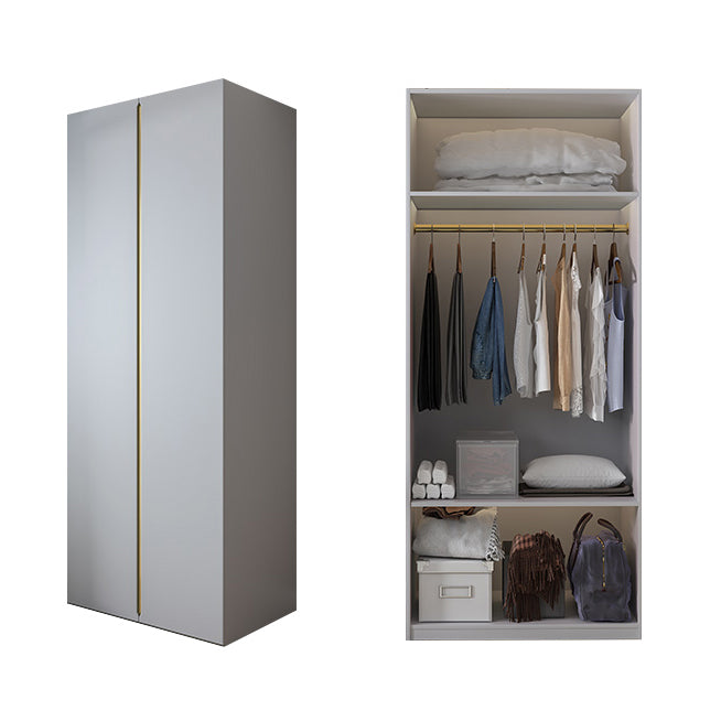 Gray Colour Wooden Wardrobe Contemporary Style Wardrobe Closet with Hinged Door