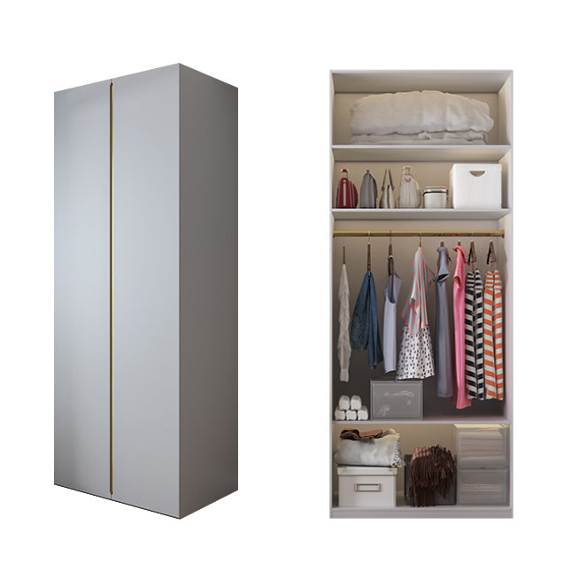 Gray Colour Wooden Wardrobe Contemporary Style Wardrobe Closet with Hinged Door