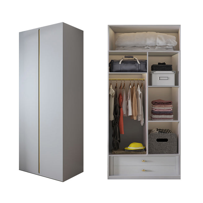 Gray Colour Wooden Wardrobe Contemporary Style Wardrobe Closet with Hinged Door