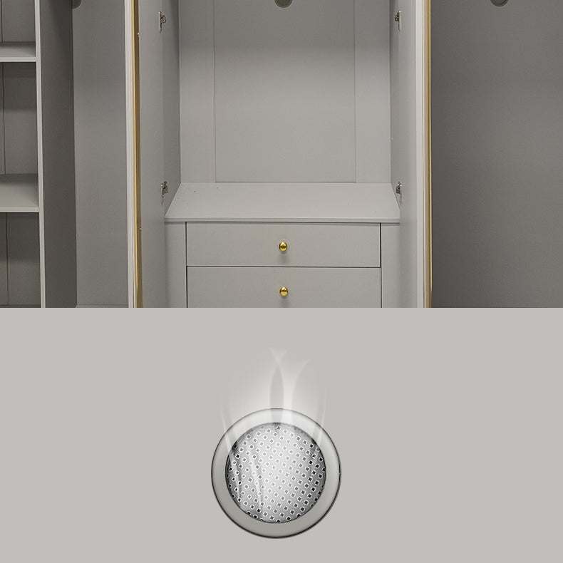 Gray Colour Wooden Wardrobe Contemporary Style Wardrobe Closet with Hinged Door