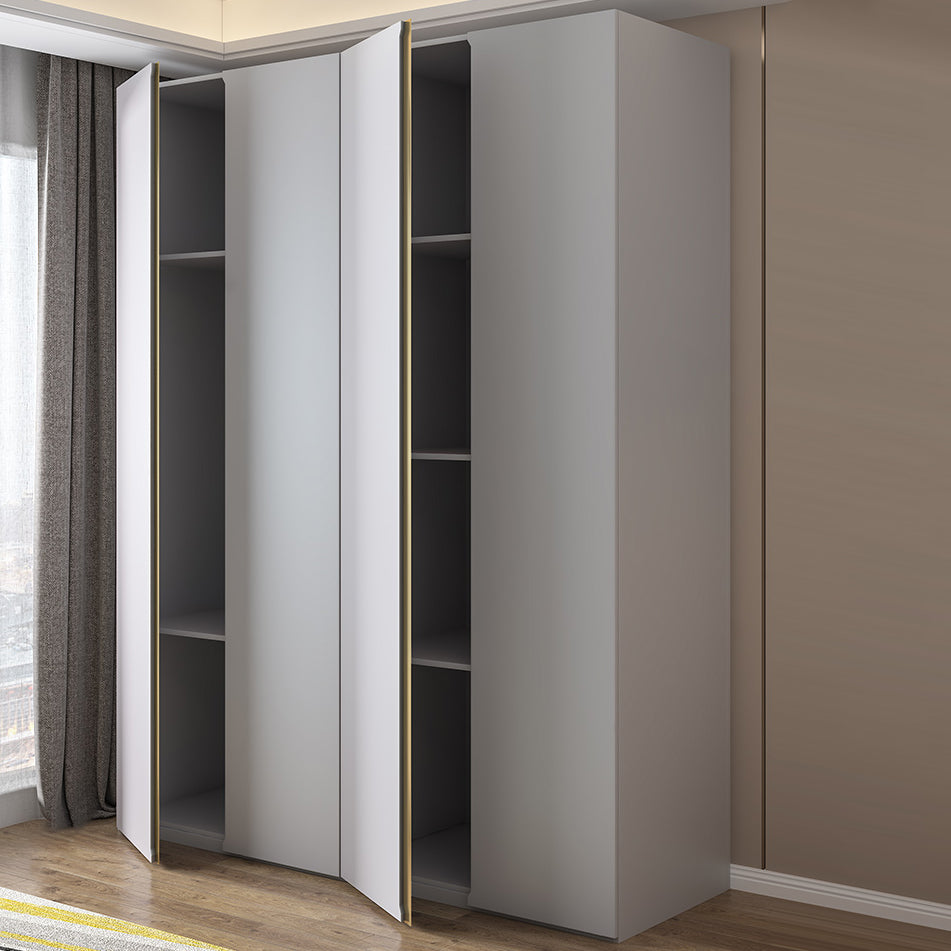 Gray Colour Wooden Wardrobe Contemporary Style Wardrobe Closet with Hinged Door