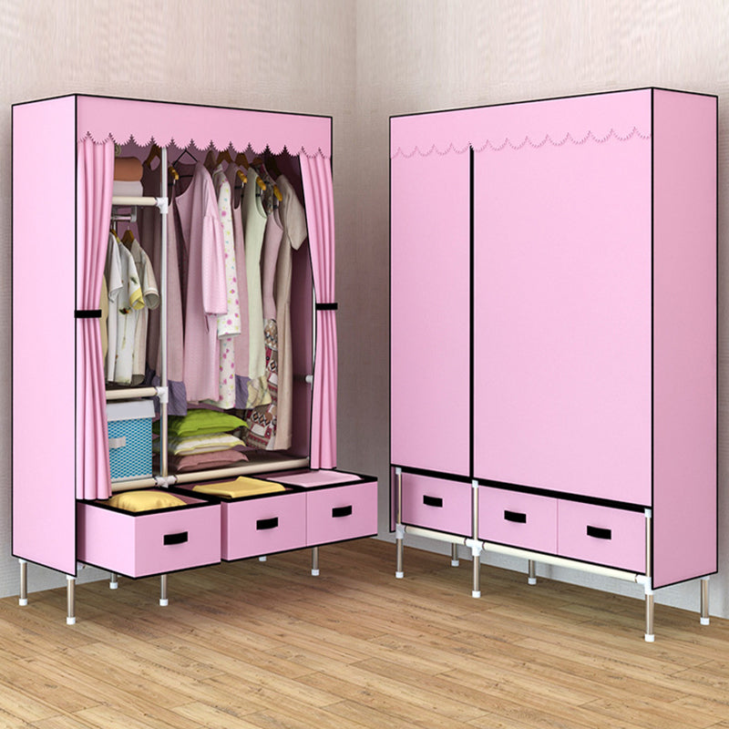 Contemporary Style Metal Wardrobe 3-drawer Wardrobe Closet for Bedroom