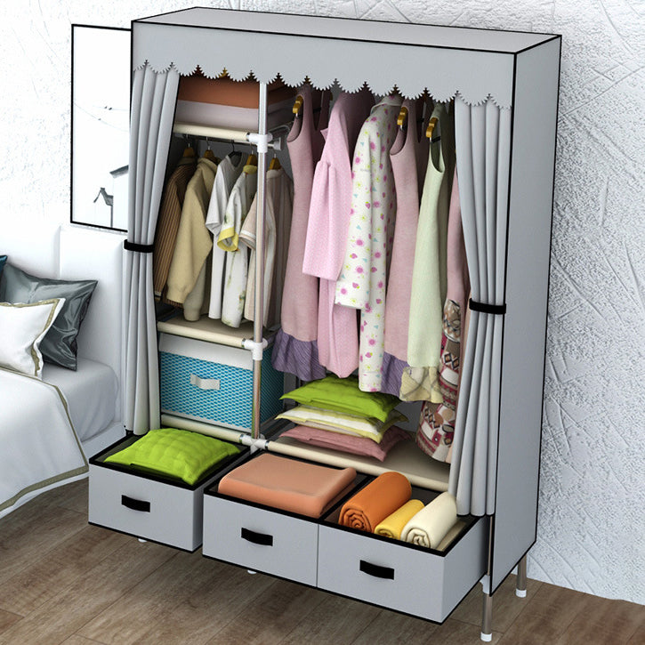 Contemporary Style Metal Wardrobe 3-drawer Wardrobe Closet for Bedroom