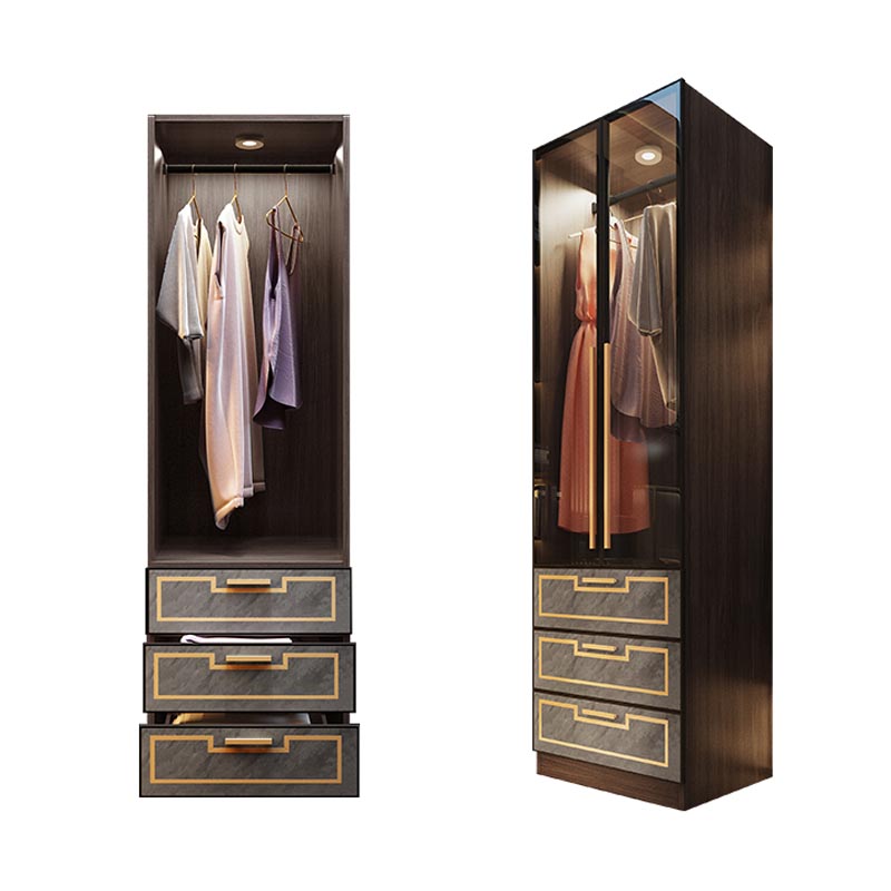 Mirrored Finish Cabinet with Grey Glass Doors Contemporary Interior Storage Cabinet