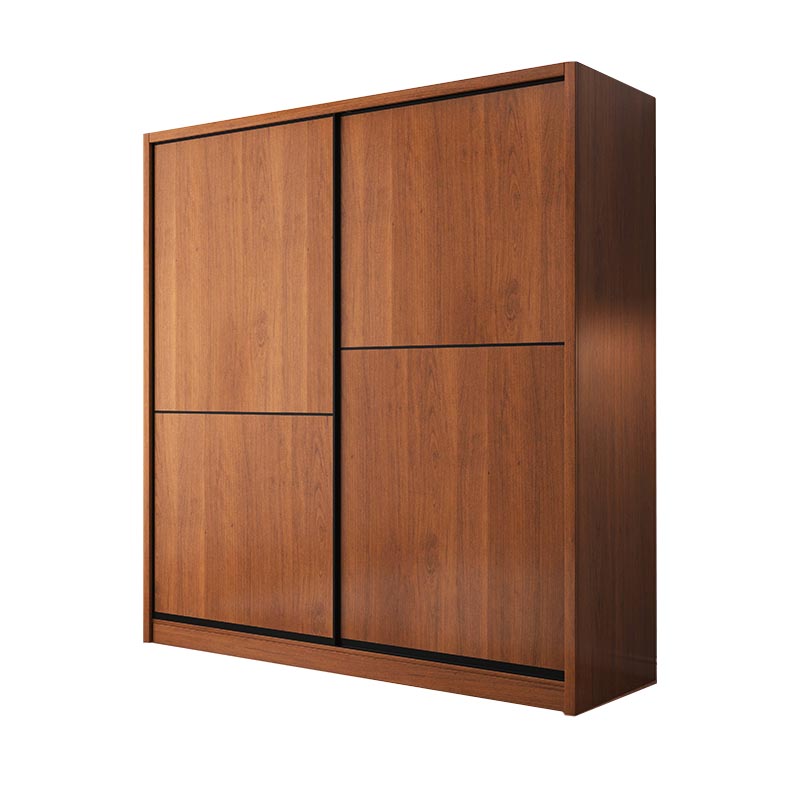 Brown Manufactured Wood Wardrobe Traditional Cabinet with Sliding Doors