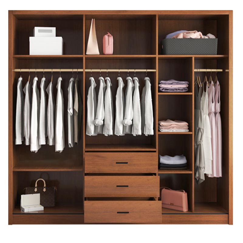 Brown Manufactured Wood Wardrobe Traditional Cabinet with Sliding Doors