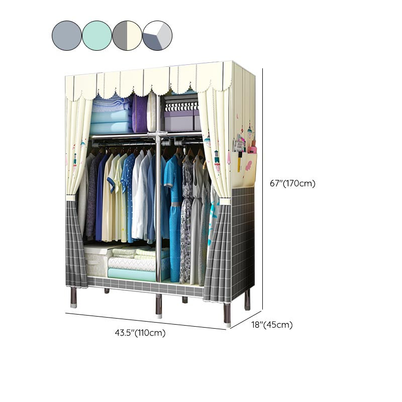 Modern Wardrobe Armoire with Legs Metal Wardrobe Cabinet with Shelves