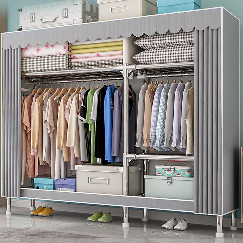 Contemporary Wardrobe Armoire with Shelves Steel Wardrobe Closet for Home