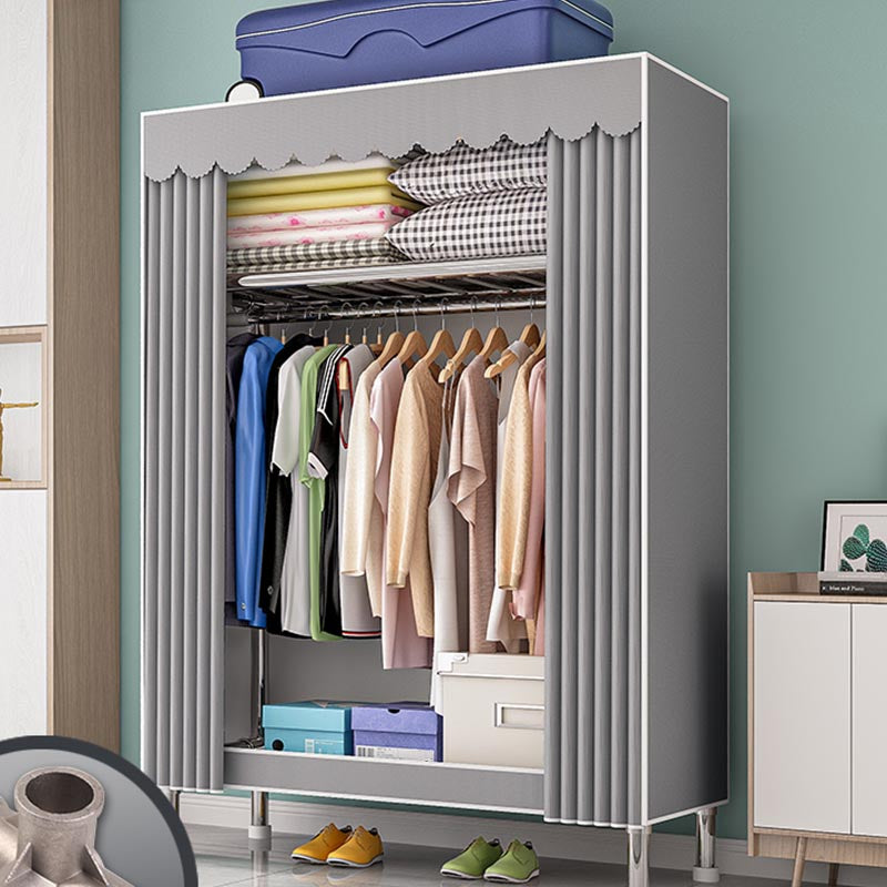 Contemporary Wardrobe Armoire with Shelves Steel Wardrobe Closet for Home