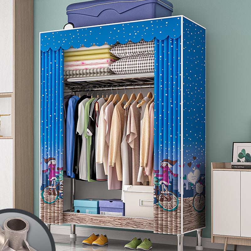 Contemporary Wardrobe Armoire with Shelves Steel Wardrobe Closet for Home