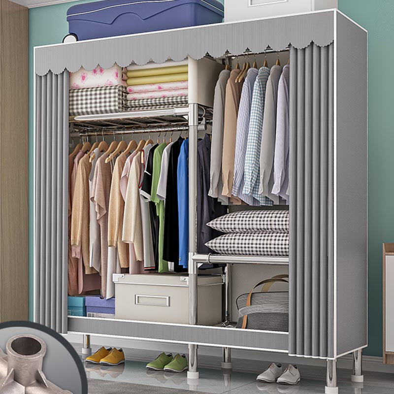 Contemporary Wardrobe Armoire with Shelves Steel Wardrobe Closet for Home