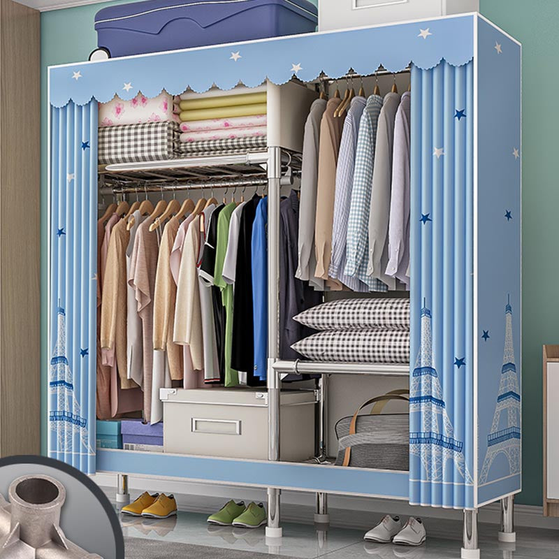 Contemporary Wardrobe Armoire with Shelves Steel Wardrobe Closet for Home