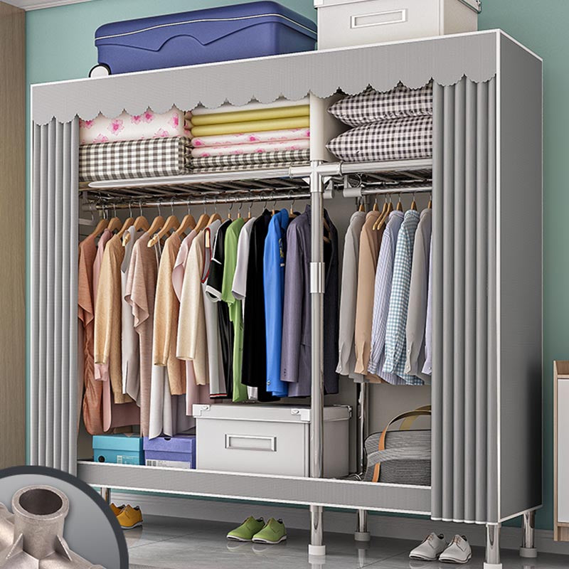 Contemporary Wardrobe Armoire with Shelves Steel Wardrobe Closet for Home