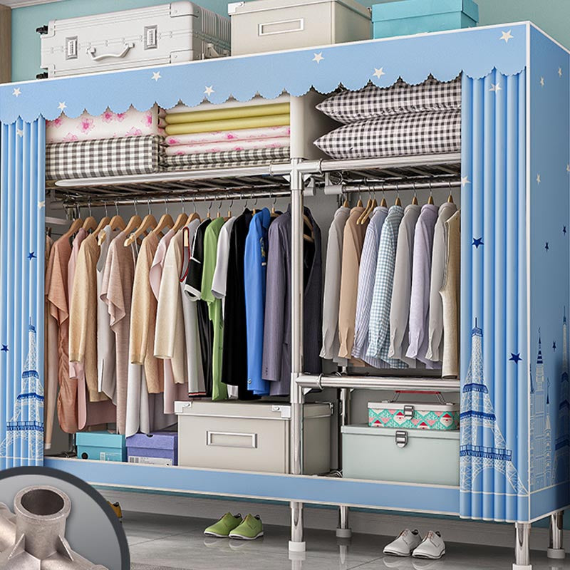 Contemporary Wardrobe Armoire with Shelves Steel Wardrobe Closet for Home