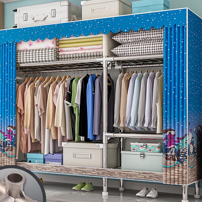 Contemporary Wardrobe Armoire with Shelves Steel Wardrobe Closet for Home