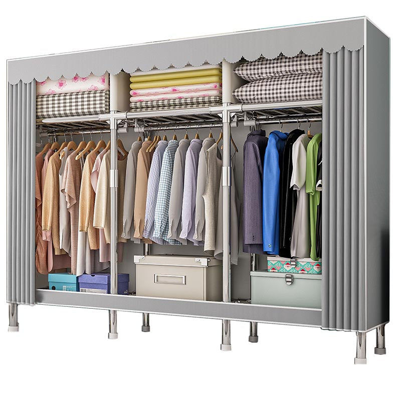 Contemporary Wardrobe Armoire with Shelves Steel Wardrobe Closet for Home