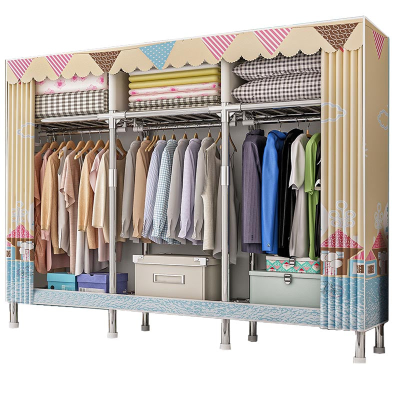 Contemporary Wardrobe Armoire with Shelves Steel Wardrobe Closet for Home