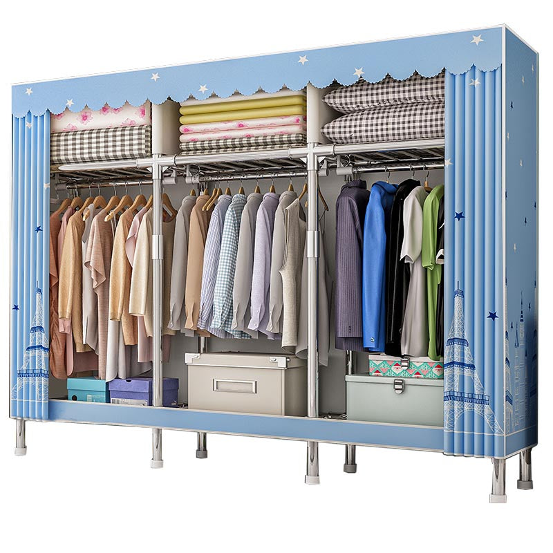 Contemporary Wardrobe Armoire with Shelves Steel Wardrobe Closet for Home