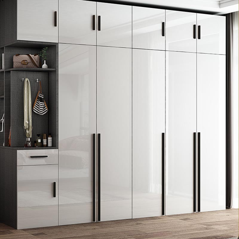 White Colour Wardrobe Contemporary Style Wooden Wardrobe Closet with Hinged Door