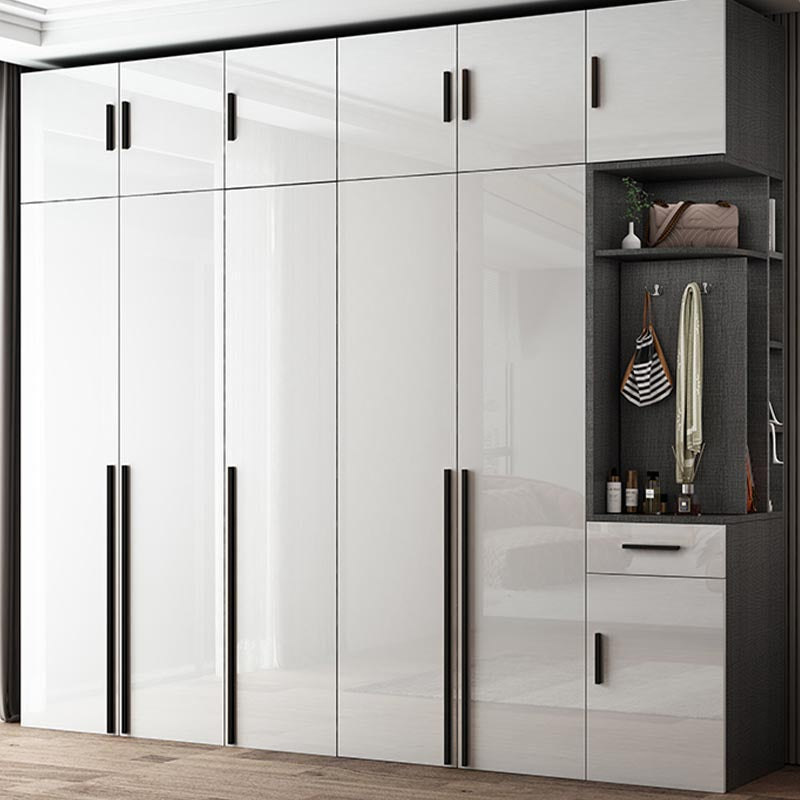 White Colour Wardrobe Contemporary Style Wooden Wardrobe Closet with Hinged Door