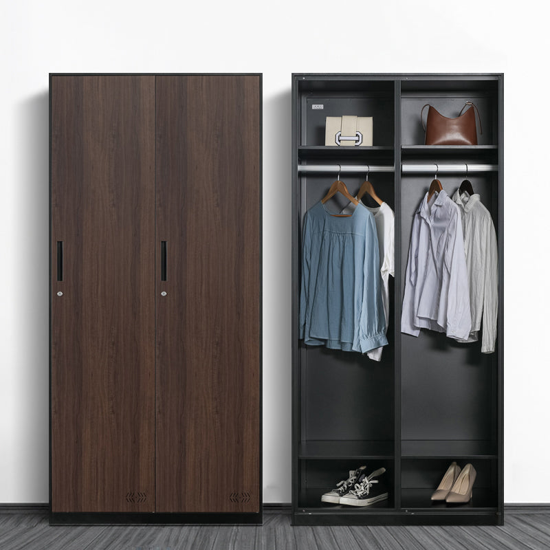 Modern Metal Storage Cabinet with Garment Rod Matte Finish Cabinet for Bathroom