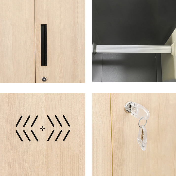 Modern Metal Storage Cabinet with Garment Rod Matte Finish Cabinet for Bathroom