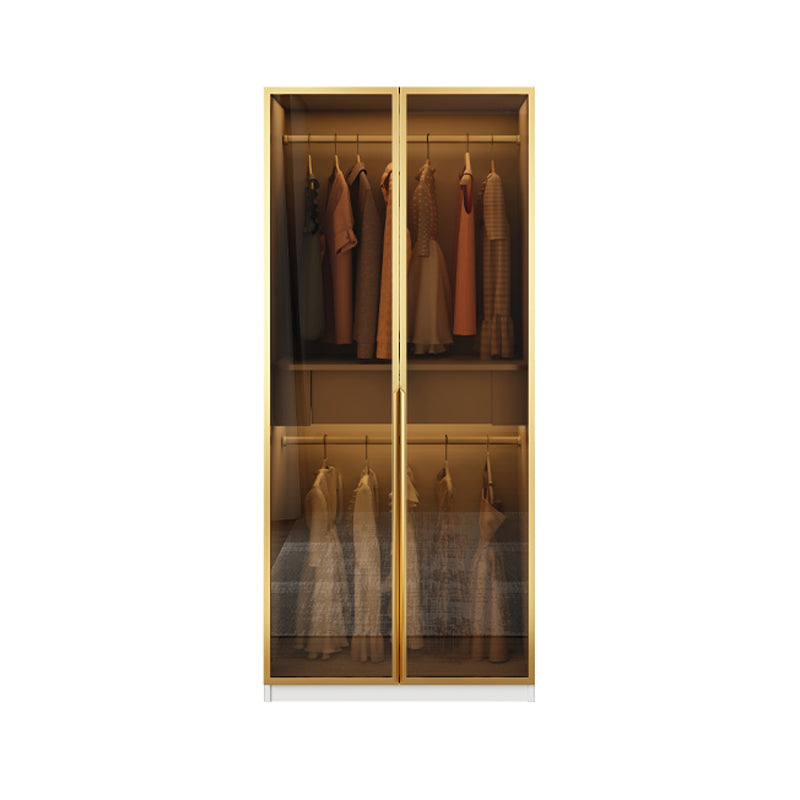 Modern Style Glass Wardrobe Bedroom Wardrobe Closet with Drawer