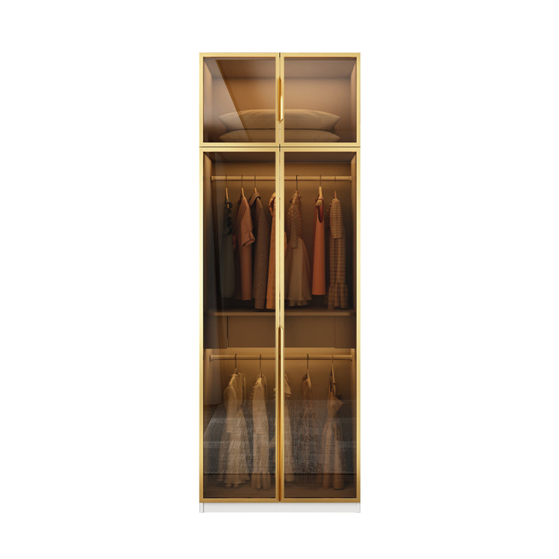 Modern Style Glass Wardrobe Bedroom Wardrobe Closet with Drawer