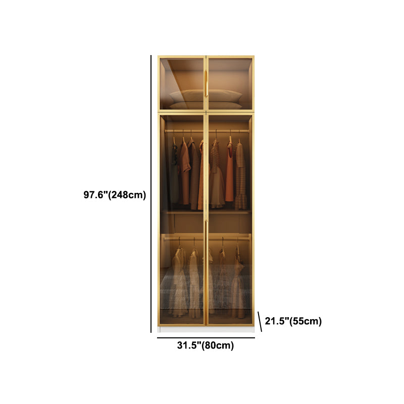 Modern Style Glass Wardrobe Bedroom Wardrobe Closet with Drawer