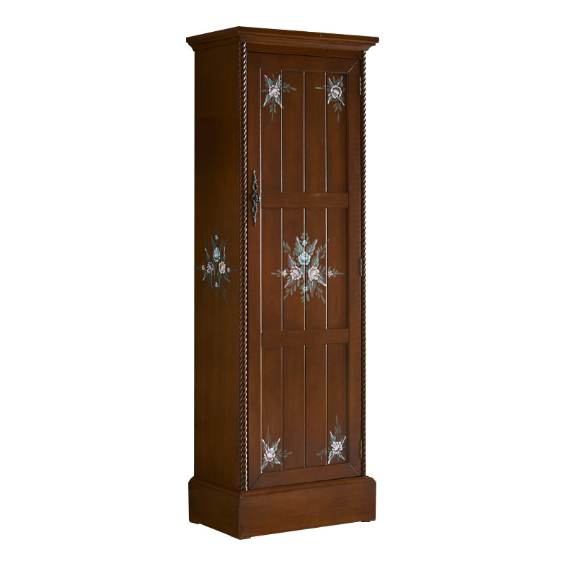 Birch Wood Storage Cabinet for Home Traditional Matte Finish Cabinet with Garment Rod