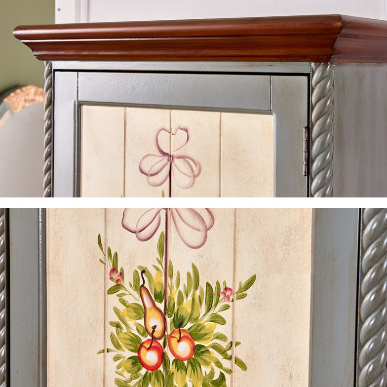 Birch Wood Storage Cabinet for Home Traditional Matte Finish Cabinet with Garment Rod