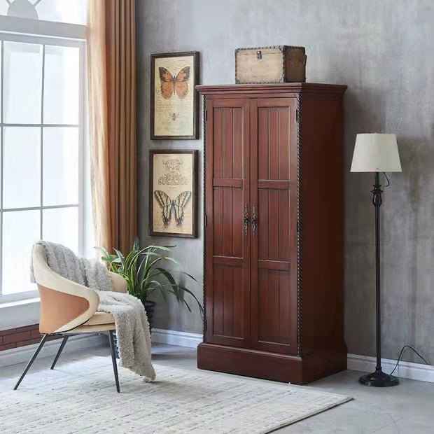 Birch Wood Storage Cabinet for Home Traditional Matte Finish Cabinet with Garment Rod