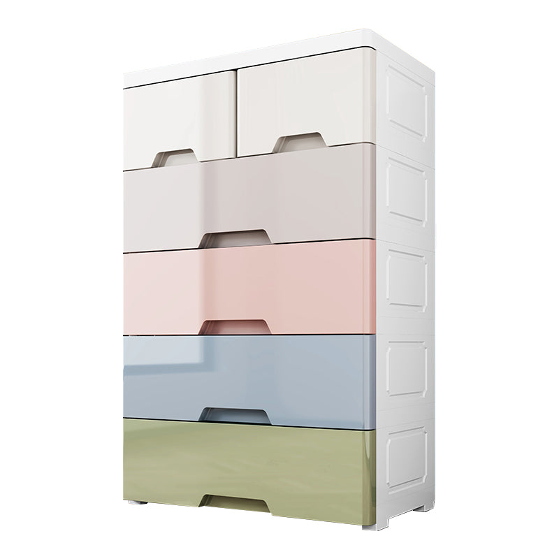Modern Plastic Storage Cabinet with Drawer Non-Hanging Wardrobe Armoire