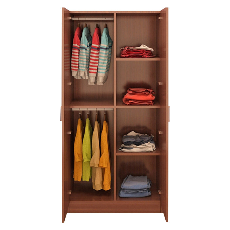 Bedroom Hinged Door Storage Cabinet Manufactured Wood Modern Cabinet with Garment Rod