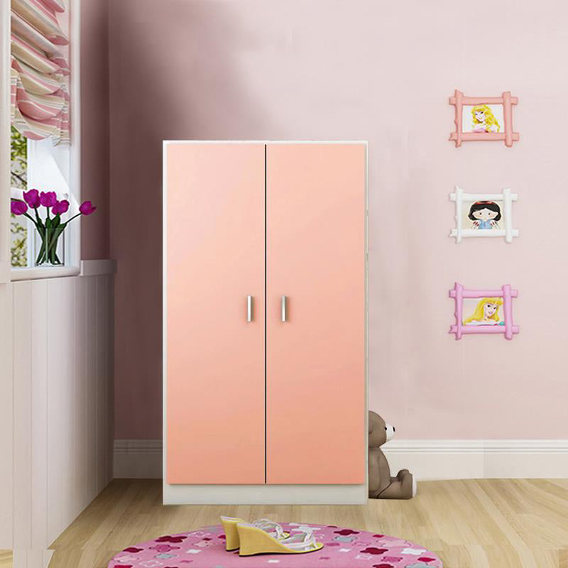 Bedroom Hinged Door Storage Cabinet Manufactured Wood Modern Cabinet with Garment Rod
