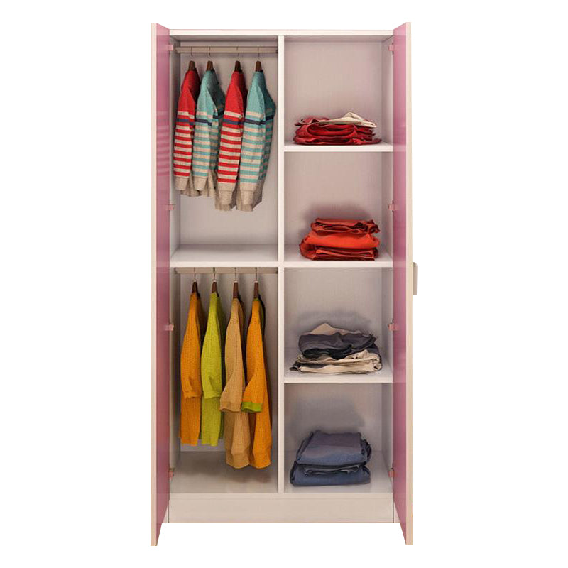 Bedroom Hinged Door Storage Cabinet Manufactured Wood Modern Cabinet with Garment Rod