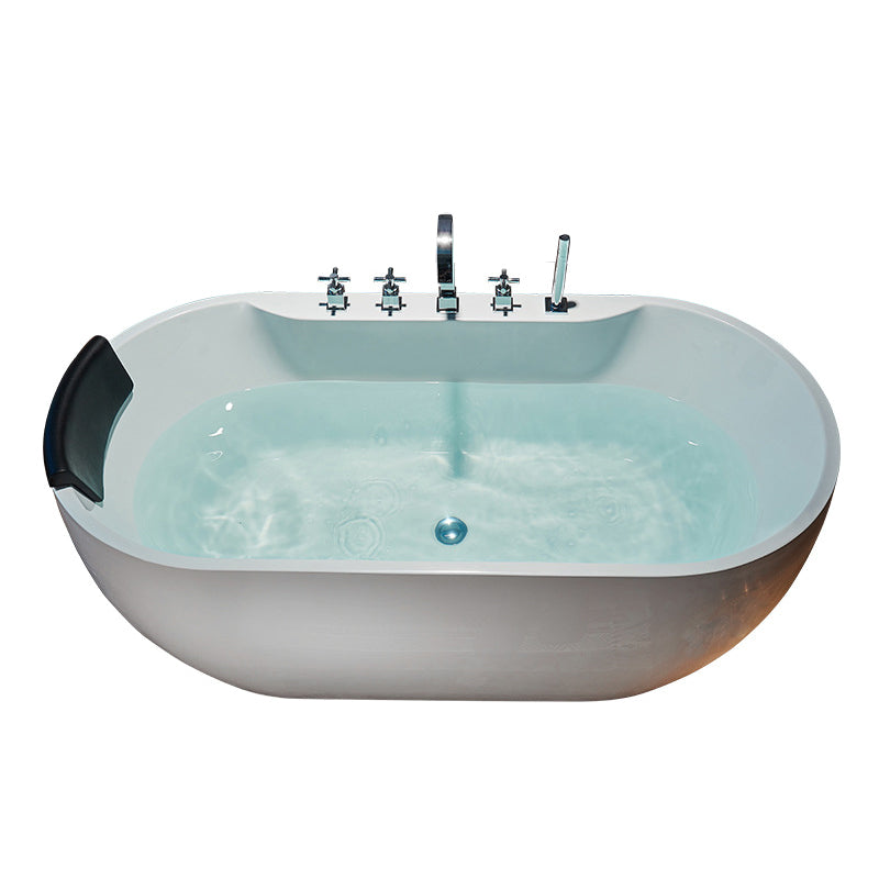 Modern Oval Bath Tub White Acrylic Bathtub with Faucet for Bathroom