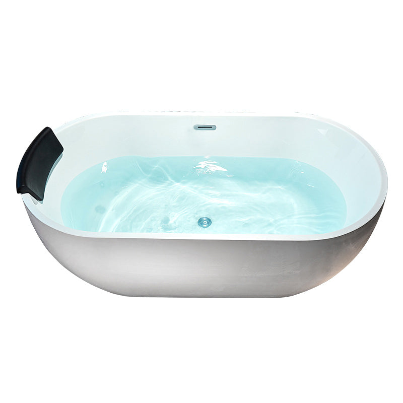 Modern Oval Bath Tub White Acrylic Bathtub with Faucet for Bathroom