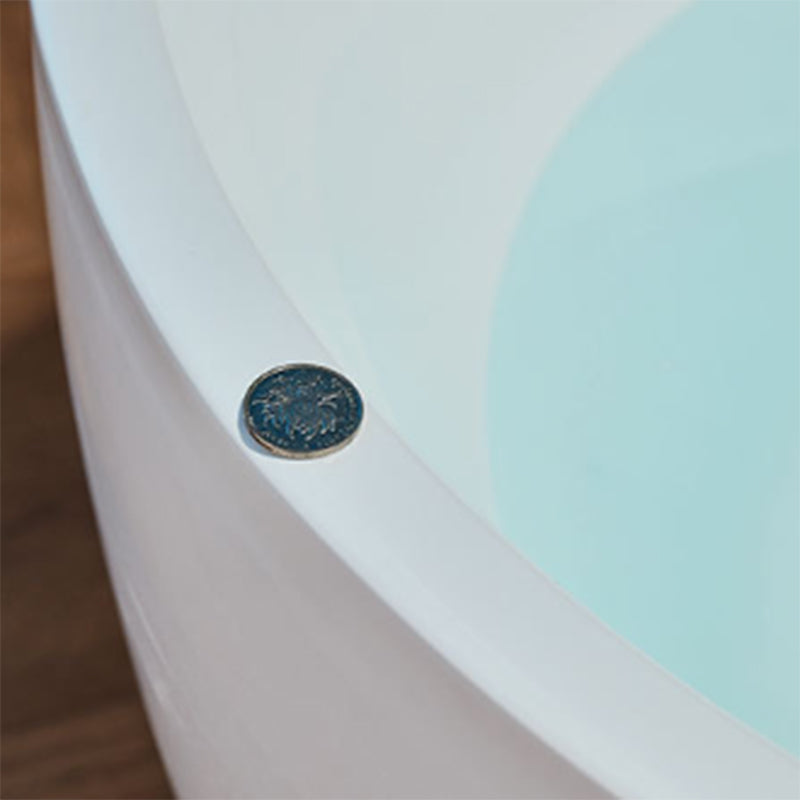 Modern Oval Bath Tub White Acrylic Bathtub with Faucet for Bathroom