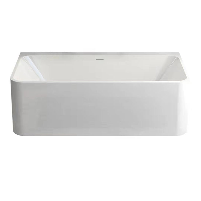 White Stone Rectangular Bath Tub Soaking Stand Alone Tub with Drain and Overflow Trim