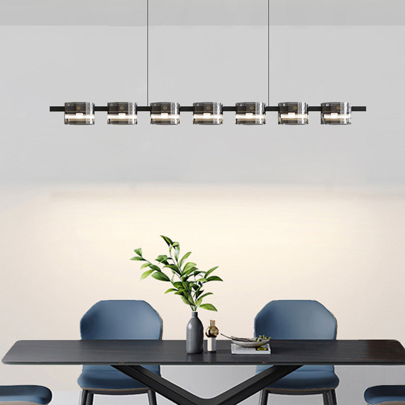 Modern Island Light LED Island Hanging Light with Glass Shade for Dining Room