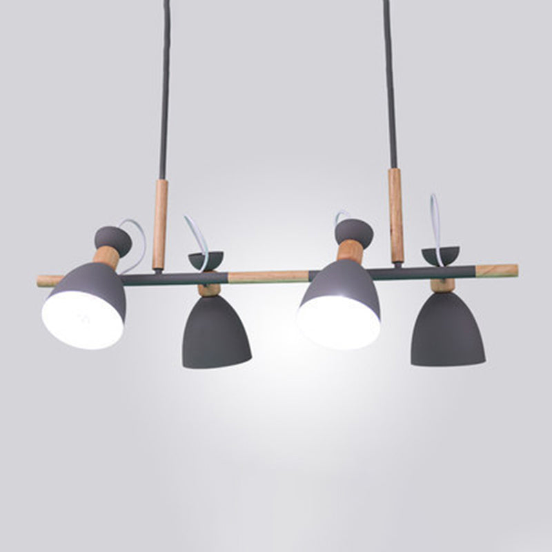 Macaron Cone Pendant Lights Metal 4 Lights Hanging Lamp Kit for Dining Room