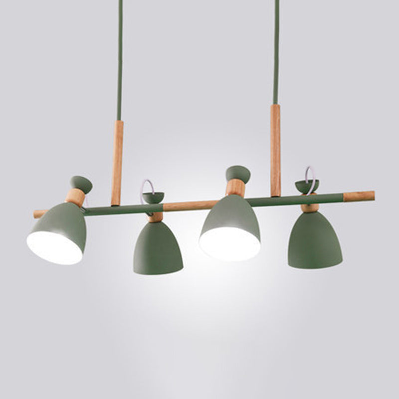 Macaron Cone Pendant Lights Metal 4 Lights Hanging Lamp Kit for Dining Room