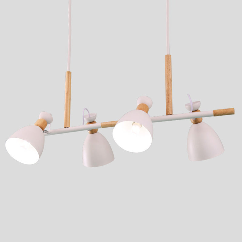 Macaron Cone Pendant Lights Metal 4 Lights Hanging Lamp Kit for Dining Room