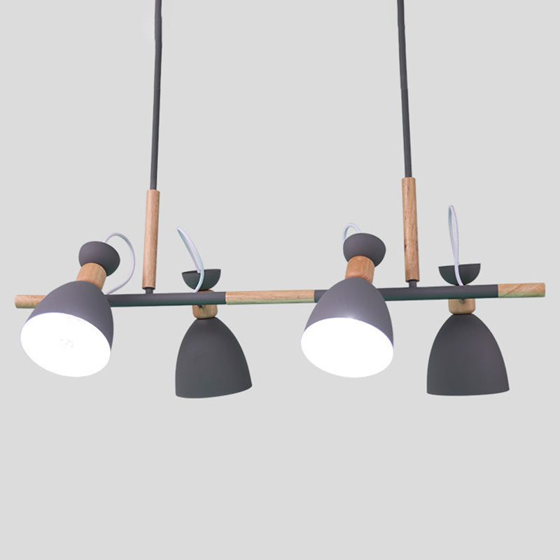 Macaron Cone Pendant Lights Metal 4 Lights Hanging Lamp Kit for Dining Room